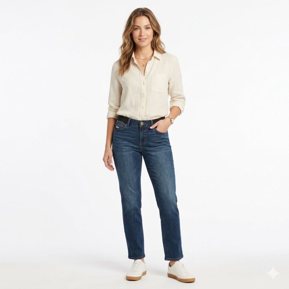 Democracy Ab Technology Straight Leg Indigo Versatile-Chic Blue Jeans SZ 10
